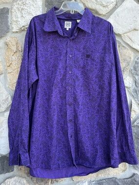 Cinch Mens Western Button Up Shirt Size XL Purple Paisley Cowboy Rodeo